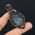 thumbnail image 3 of Natural Labradorite Gemstone Handmade Copper Wire Wrap Pendant 2.68", 3 of 4