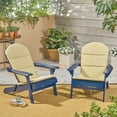 thumbnail image 3 of Ocean Outdoor Acacia Wood Folding Adirondack Chairs with Cushions, Set of 2, Navy Blue and Khaki, 3 of 20