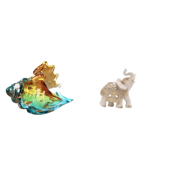 figurita de concha,Adorno de concha de cristal soplado a mano,temática marina,Estatua de elefante,Estatua de elefante para decoración del hogar,artesanía y arte,Figura decorativa de