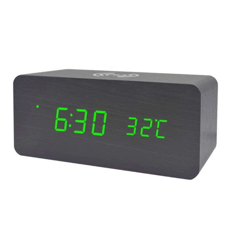 Digital Alarm Clock with Wireless Charging, 3 Alarms LED Display, Sound Control and Snooze Dual for Bedside, Office -