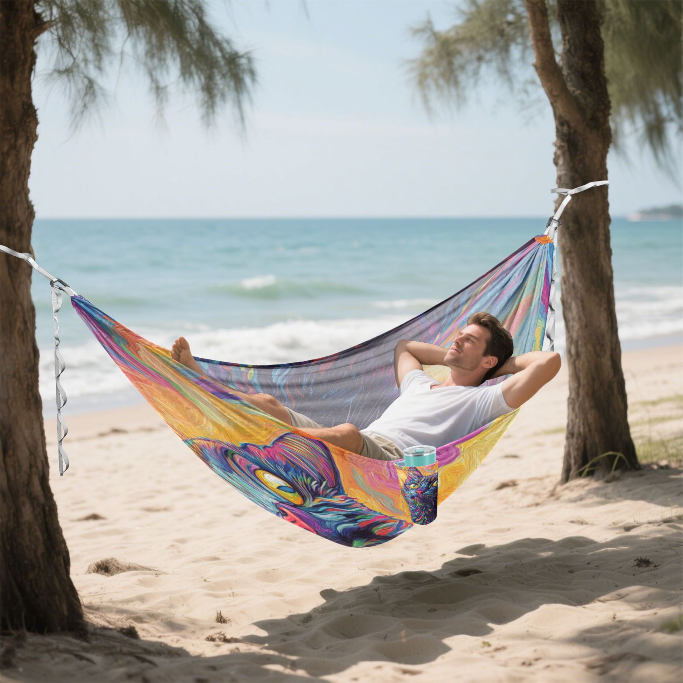 Hammock Camping Hammock Nylon Portable Hammock Travel Camping Hammock Colorful Cute Cat