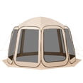 thumbnail image 2 of Screen House Tent, 12 x 11 ft, 10-12 Person Pop Up Screen Tent, Portable Screened in Canopy with Carry Bag, Netting Sides, Ground Stakes, for Garden, Patio, Backyard, Outdoor Activities, Beige, 2 of 9