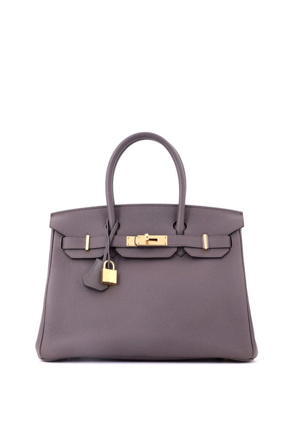 Pre-Owned Birkin Handbag Grey Togo with Gold Hardware 30 By Rebag