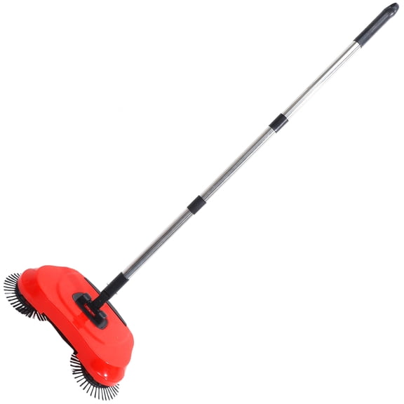 MIPCASE Red Hand Sweeper and Pan with Adjustable Stainless Steel Handle for Floor Cleaning