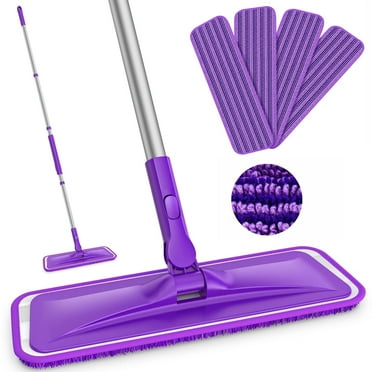 MYSPRI Microfiber Wet Flat Mops for Floors with 4 Reusable Washable Dust Mop Pads
