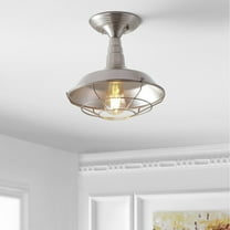 JONATHAN Y Gabe 10.2" Metal LED Semi-Flush Mount, Brushed Nickel, JYL9517B