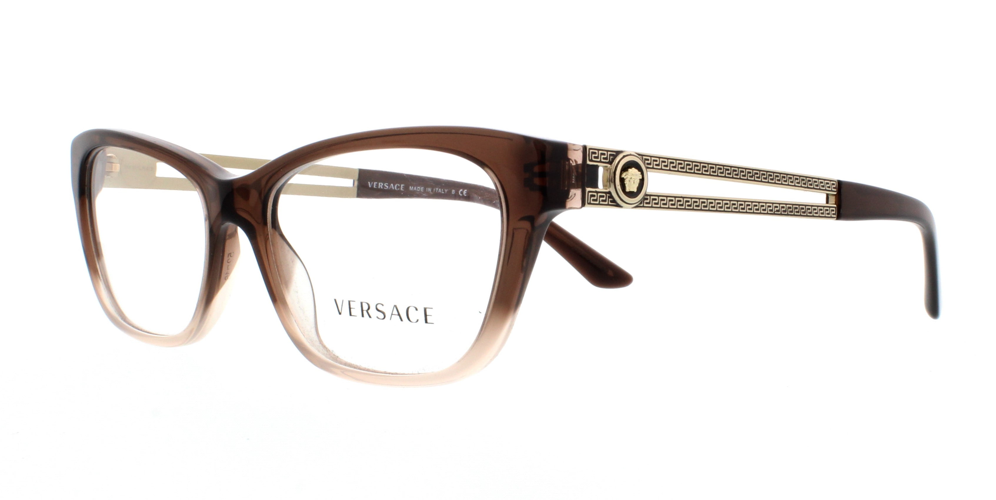 VERSACE Eyeglasses VE 3220 5165 Brown/Light Brown Transparent 52MM
