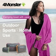 4Monster Camping Towel Microfiber, Fast Drying Travel Towel, Purplish Red, XS