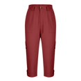 thumbnail image 4 of vigerkar Cargo Capri Pants Women High Waisted Elastic Capris Trousers Cropped Pants with Pockets Casual Work Clothes (Wine, XXL), 4 of 5