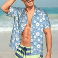 thumbnail image 4 of Uemuo Daisies Flowers Printed Regular Fit Short Sleeve Casual Hawaiian Shirt for Men,Aloha shirt,Tropical shirt,Floral print shirt,Vacation Beach shirt-XX-Large, 4 of 9