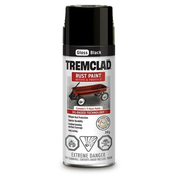Tremclad Oil Based Rust Spray Paint Gloss Black