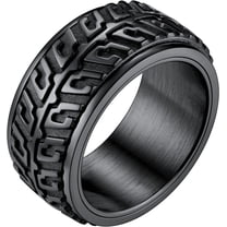 Stainless Steel Spinner Ring Cool Car Motorcycle Tire Tread Biker Rings Fidget Band Rings for Men Women, Size 7-12 (with Gift Box)