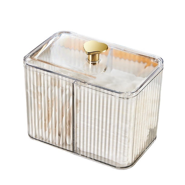Caja de palillos de algodón de escritorio, ligera, de lujo, de alta gama, transparente, creativa, para el hogar, para guardar palillos de dientes, cosméticos, lápiz labial, hilo dental