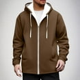 thumbnail image 2 of Mrmaere Men's Hooded Zip-Up Jacket Lined Adjustable Drawstring Warm Outerwear for Daily & Leisure Wear Brown XXXL, 2 of 5