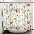 thumbnail image 2 of Watercolor Floral Shower Curtain Wildflowers Fabric Bath Curtains Rustic Bathroom Decor with Hooks 72Wx72L Inch, 2 of 5