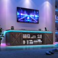 thumbnail image 3 of ANPOO 83" Farmhouse TV Stand for TVs up to 95" with LED Light and Power Outlets, Large Farmhouse Entertainment Center with 2 Sliding Storage Barn Doors and Adjustable Shelf for Living Room, Bedroom, 3 of 9