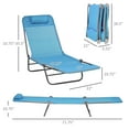 thumbnail image 7 of 2PCS Outdoor Folding Chaise Lounge Chairs, Pool Sun Tanning Chairs with 6-Position Reclining Back, Water-Ready Chairs with Breathable Mesh Seat and Headrest for Beach Yard Patio, Blue, 7 of 7
