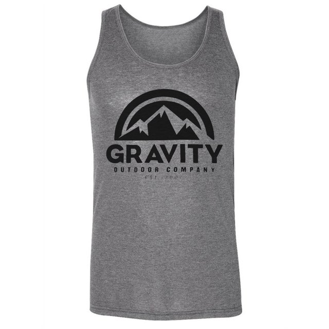 Gravity Outdoor Co. Logo Tri-Blend Tank Top - Logo negro - Atlético Gris - Pequeño Gravity Outdoor Co. tanque