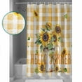 thumbnail image 3 of 54x78 Inch Shower Curtain Decorative Sunflower Bathtub Bath Curtains Fabric Waterproof Bathroom Decor Yellow Checkered Summer Bee Botanical Small Stall Shower Curtain Set with 12 Hooks, 3 of 6