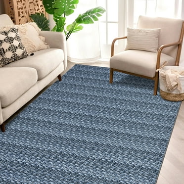 FairOnly 5'x7' Woven Solid Print Area Rugs for Bathroom Modern Blue Rugs for Dining Room Non Shedding Home Office Area Rug