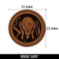 thumbnail image 2 of The Scream Painting by Edvard Munch 2.5" Faux Leather Round Engraved Iron-On Patch - Brown, 2 of 6