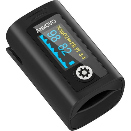 ANKOVO Pulse Oximeter, Heart Rate Monitorwith Alarm, OLED Screen Display Batteries and Lanyard Included