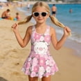 thumbnail image 3 of Uourmeti Cartoon Pig & Floral Print Skirted One-Piece Swimsuit for Girls - Soft Stretchy Quick Dry Swim Dress for Beach & Pool Vacations, 3 of 8