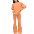thumbnail image 5 of CCRFTGI Summer Outfits for Children Girls Size 7 Cute Y2k 2 Piece Outfits Oversized T Shirts and Flare Pants High Waist Active Gym Clothing Sets Orange 3-4 Years, 5 of 7