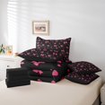 thumbnail image 4 of Erosebridal Lit avec Nœud Kawaii Taille Complète, Ensemble de Lit Cœur de Princesse, Noir Rose, Réversible 7 Pcs, 4 of 5