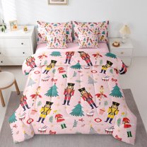Feelyou Christmas Nutcracker Twin Bedding Sets 7-Piece for Kid, Dreamy Princess Fairy Bedding Comforter Set, Xmas Tree Gift Reversible Sheet Sets, Super Cozy Room Decor