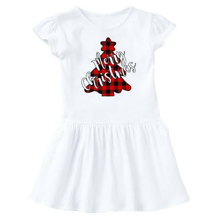 

Inktastic Red Buffalo Plaid Christmas Tree Gift Baby Girl Dress