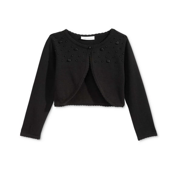 Bonnie Jean Girl’s Rosette Beaded Cardigans, Black, 5