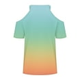 thumbnail image 5 of Lovskoo Womens Summer Tops Trendy Gradient Print V-Neck Off Shoulder Casual Short Sleeved Top Shirt Green, 5 of 6