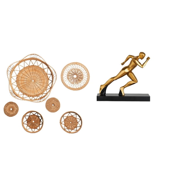 Manualidades de pared,Decoración para colgar en la pared,ratán artesanal tejido,Estatua del corredor,Estatua de corredor Escultura de arte abstracto Figura,Estatua de personaje para centro de