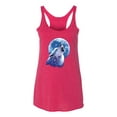 thumbnail image 2 of Wolf Howling at the Moon | Womens Animal Lover Premium Tri-Blend Racerback Tank Top, Shocking Pink, X-Large, 2 of 3