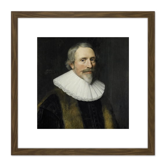 Van Mierevelt Portrait Of Jacob Cats Painting 8X8 Inch Square Wooden Framed Wall Art Print Picture with Mount