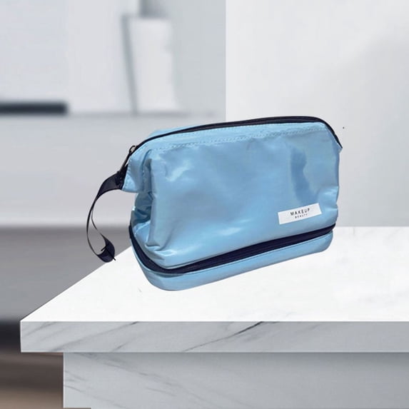 Portable Square Bag Wash Pouch Organizer Case Cosmetic Pouch Cosmetic Cases Large Capacity Travel Storage Bag Storage Bag Storage Toiletry Bag Makeup Bags Cosmetic Bag BLUE