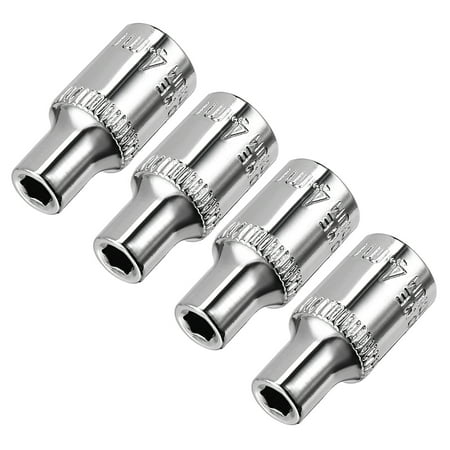 

Unique Bargains 4Pcs 1/4-inch Drive 4mm Cr-V 6-Point Shallow Socket