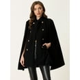 thumbnail image 4 of DARING DIVA Women's Winter Slit Sleeve Double Breasted Cloak Coat Black M, 4 of 6