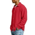 thumbnail image 4 of Lumtrix Mens Waffle Shirt Long Sleeve Button Down Casual Blouses Lightweight Tops Classic Tshirt for Men Red 3XL, 4 of 7