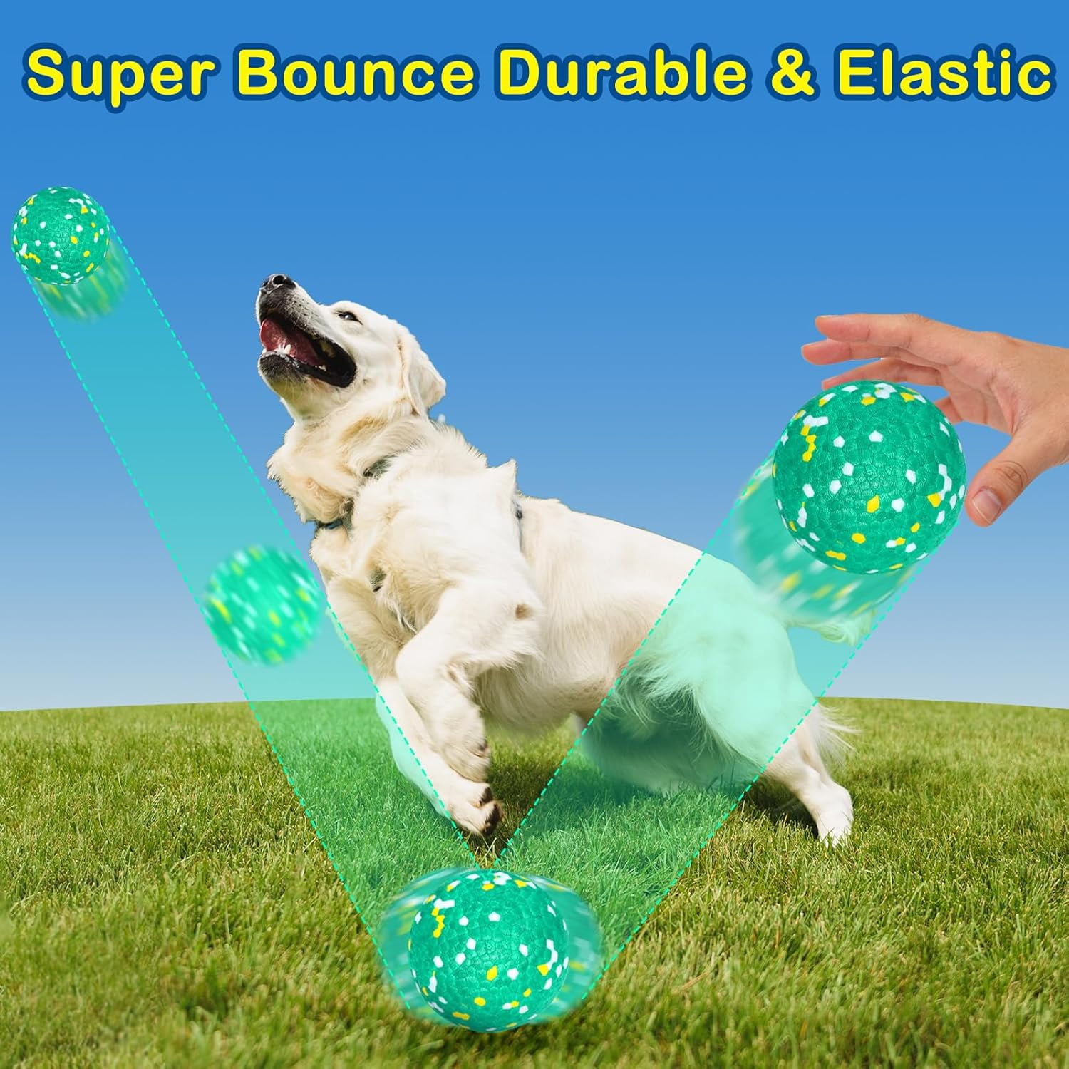 HZMSYQ 6 Pcs Dog Balls for Aggressive Chewers, Indestructible Pet Toys, Soft Bouncy Floating Tennis Balls for Training, Fetch & Water Play, for Small Medium Large Dogs to Keep Them Busy