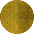 thumbnail image 1 of Ahgly Company Machine Washable Indoor Round Oriental Yellow Industrial Area Rugs, 4' Round, 1 of 4