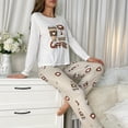 thumbnail image 3 of Trendfront Womens Relaxed 2 Piece Pajama Set Crewneck Long Sleeve Top Elastic Waist Full Length Printed Pants Coffee Cup Graphic Sleepwear Loungewear, 3 of 7