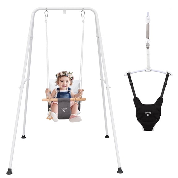 Semoprus 2 in 1 Baby Swing Outdoor, Baby Jumpers and Bouncers, Indoor Toddler Swing for Baby up to 3 Year, White