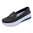 thumbnail image 3 of Rokment Platform Chunky Slip on Loafers Walking Shoes for Women 2026 Spring Fall Vintage Casual Color Block Leather Height Increasing Nursing Non Slip Work Fashion Sneakers Black Size 6.5, 3 of 4