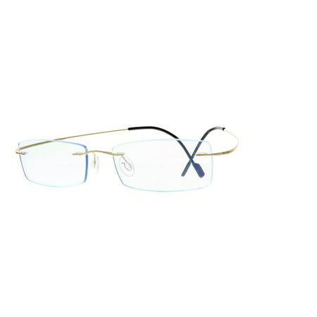 EBE Unisex Titanium Rimless Rectangle Gold Frames Eyeglasses t1040