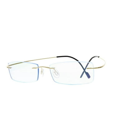Unisex Eyeglass Frame - EBE Unisex Titanium Rimless Rectangle Gold Frames Eyeglasses t1040 t1040