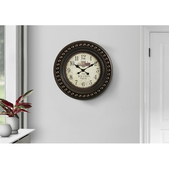 Wall Clocks Clocks, 20" Round, Wall Clock, Antique Brown, Transitional,Table Clocks