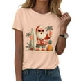 thumbnail image 5 of Duqingm Christmas Shirts Christmas Shirts for Women Short Sleeve Round Neck Xmas Tree Print Fall Funny Party Shirts Loose Fit Fashion Tops Light Yellow,L, 5 of 6