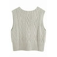 thumbnail image 2 of Women's V-Neck Sweater Pullover Cable Knit Vest Solid Color Sleeveless Vest Pullover, 2 of 5